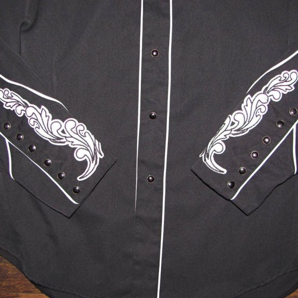 Roper Western Riding Shirt Men's Size Large Pearl Button Up Shirt Embroidered - Picture 6 of 10